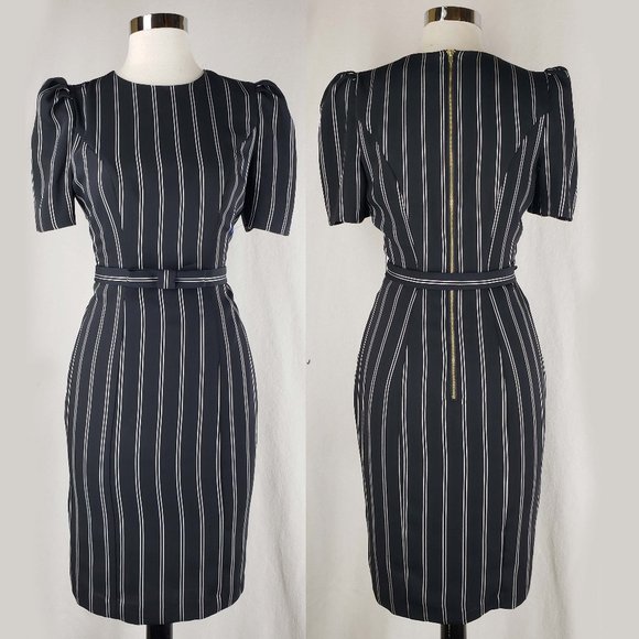 Express Dresses & Skirts - Express pinstripe belted zipper pencil dress, 4 S